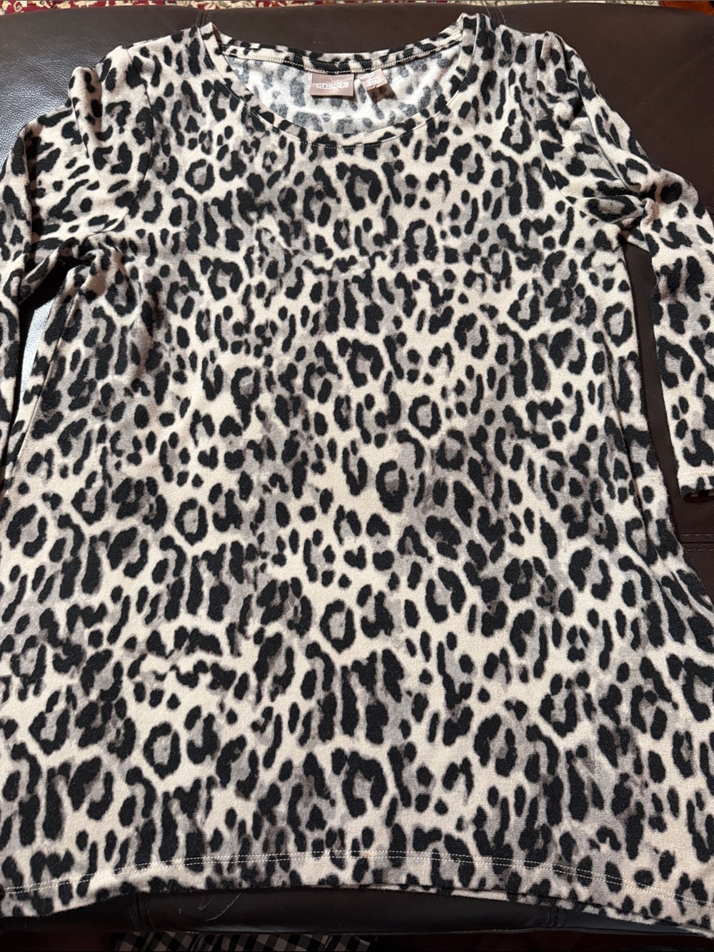 Chico's Women's Leopard Print Top - Black & White